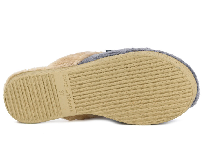 Rose Zenne Ay Tokalı Peluşlu Ev Terliği Gri - 3