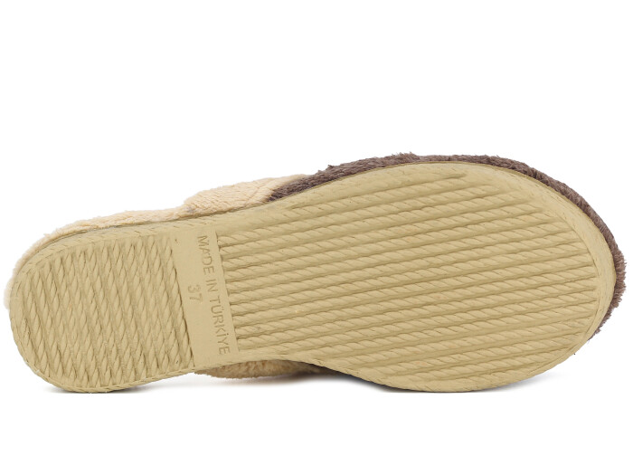 Rose Zenne Ay Tokalı Peluşlu Ev Terliği Kahve - 3