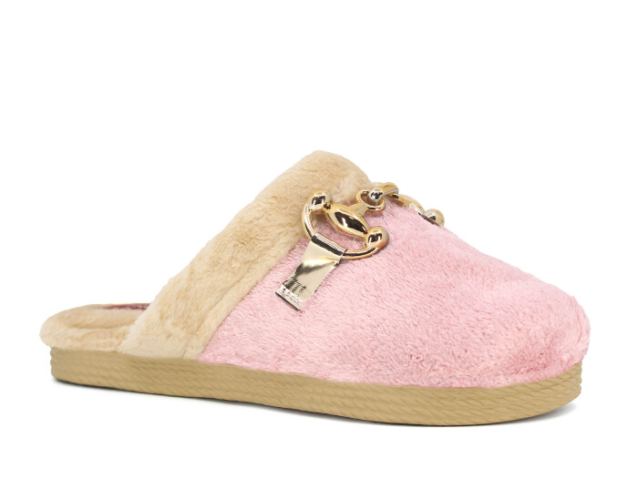 Rose Zenne Ay Tokalı Peluşlu Ev Terliği Pudra - 1