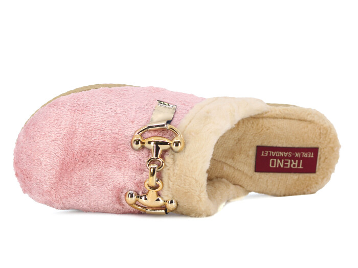 Rose Zenne Ay Tokalı Peluşlu Ev Terliği Pudra - Rose (1)