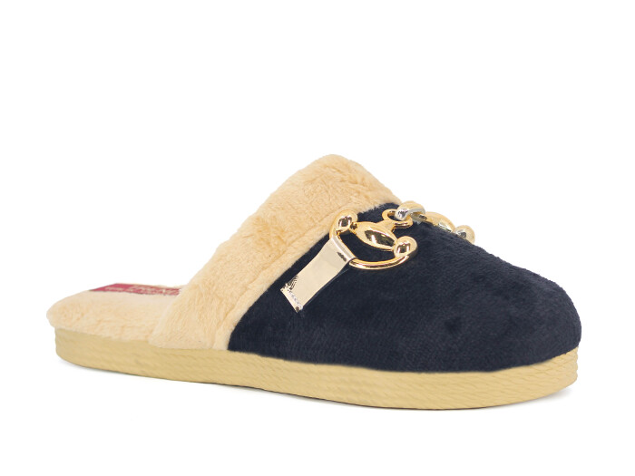 Rose Zenne Ay Tokalı Peluşlu Ev Terliği Siyah - Rose