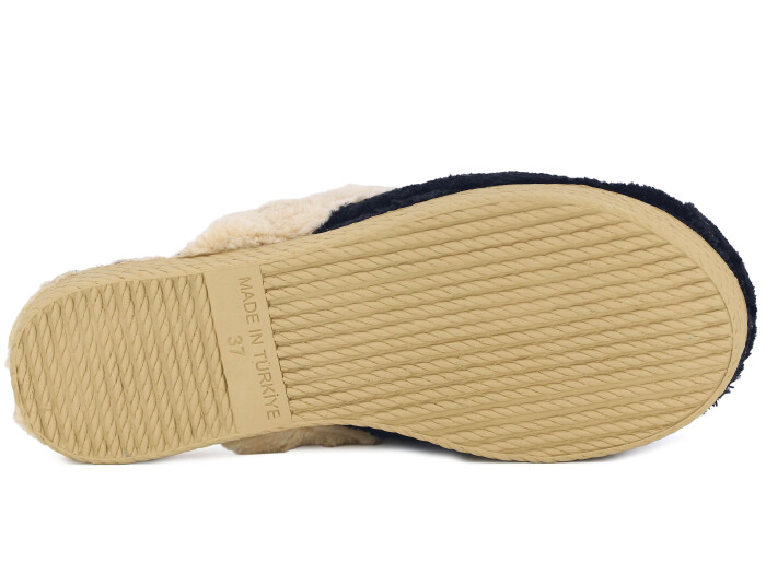 Rose Zenne Ayıcıklı Tokalı Peluşlu Ev Terliği Siyah - 3