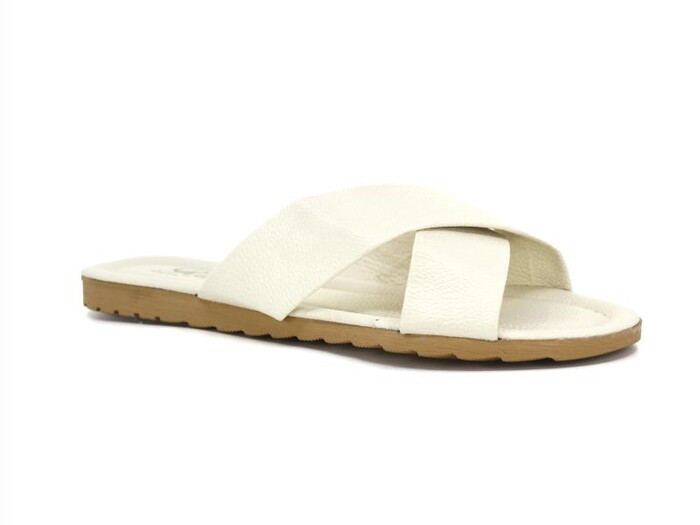 Rose Zenne Çapraz Günlük Terlik Krem - Rose