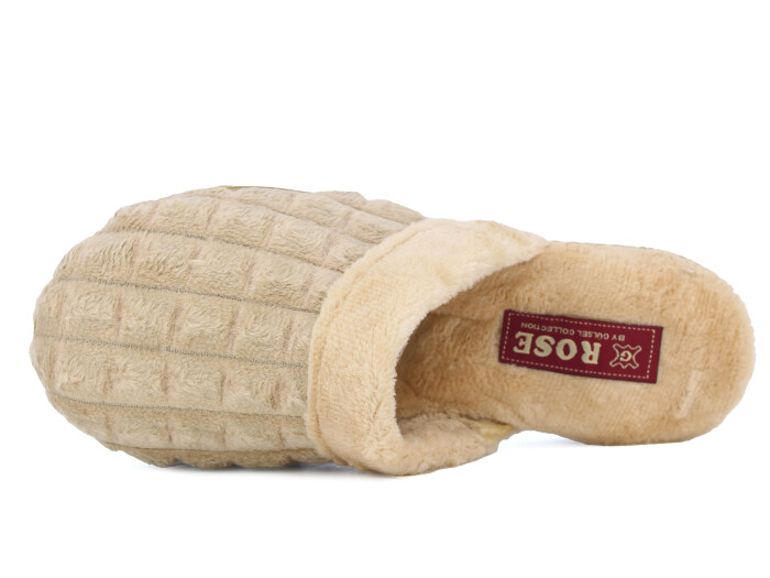 Rose Zenne Düz Dikişli Peluşlu Ev Terliği Bej - Rose (1)