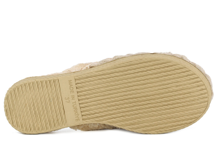 Rose Zenne Düz Dikişli Peluşlu Ev Terliği Bej - 3