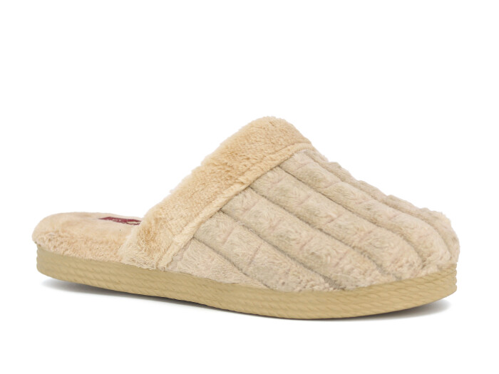 Rose Zenne Düz Dikişli Peluşlu Ev Terliği Bej - Rose