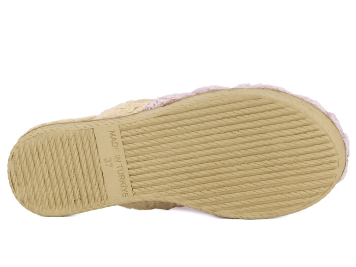 Rose Zenne Düz Dikişli Peluşlu Ev Terliği Pudra - 3