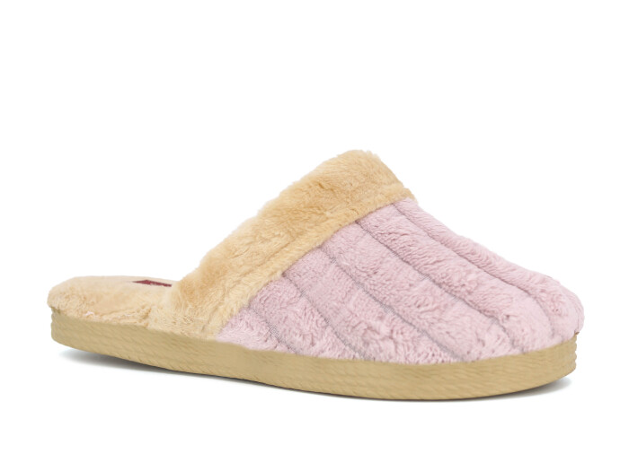 Rose Zenne Düz Dikişli Peluşlu Ev Terliği Pudra - 1