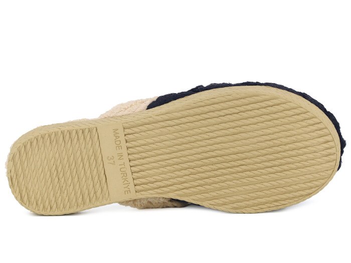 Rose Zenne Düz Dikişli Peluşlu Ev Terliği Siyah - 3