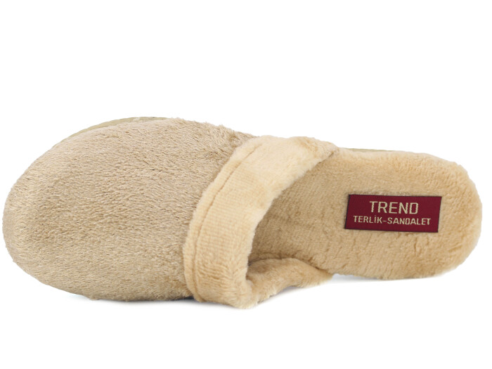 Rose Zenne Düz Peluşlu Ev Terliği Bej - Rose (1)