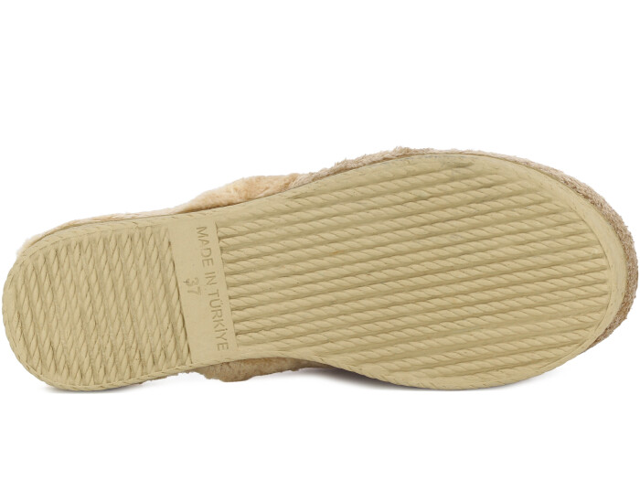 Rose Zenne Düz Peluşlu Ev Terliği Bej - 3