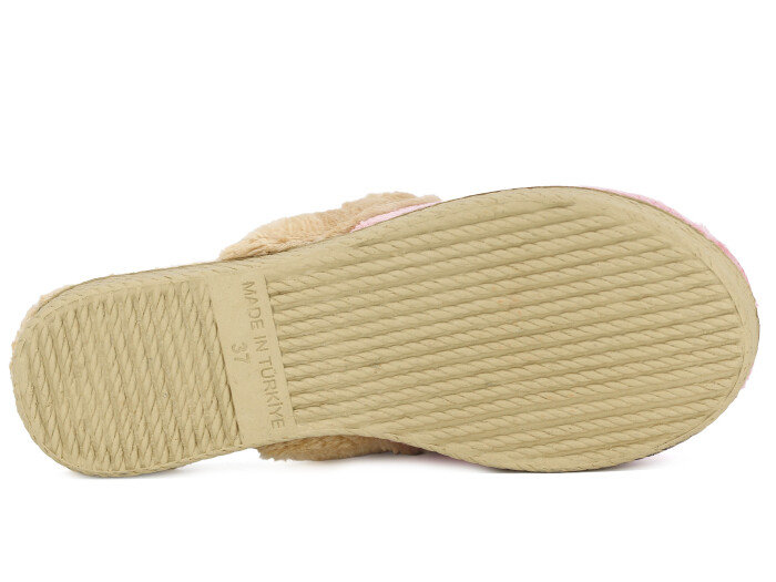 Rose Zenne Geçmeli Tokalı Peluşlu Ev Terliği Pembe - 3