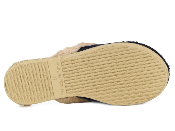 Rose Zenne Geçmeli Tokalı Peluşlu Ev Terliği Siyah - 3