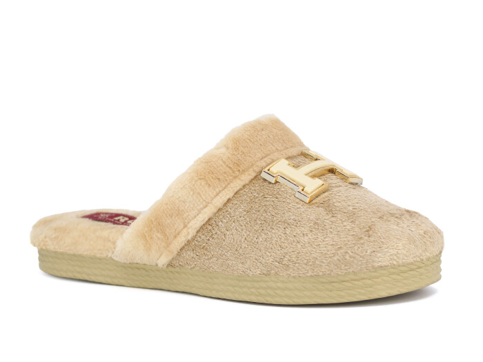 Rose Zenne H Tokalı Peluşlu Ev Terliği Bej - Rose