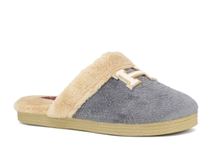 Rose Zenne H Tokalı Peluşlu Ev Terliği Gri - 1