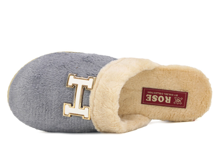 Rose Zenne H Tokalı Peluşlu Ev Terliği Gri - 2