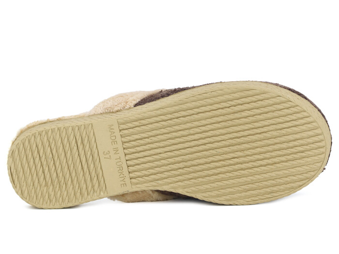 Rose Zenne H Tokalı Peluşlu Ev Terliği Kahve - 3