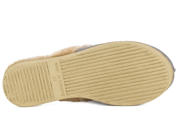 Rose Zenne Hasır Taban UCC Gondol Peluşlu Ev Terliği Gri - 3