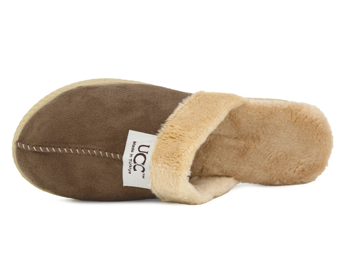 Rose Zenne Hasır Taban UCC Gondol Peluşlu Ev Terliği Kahve - 2