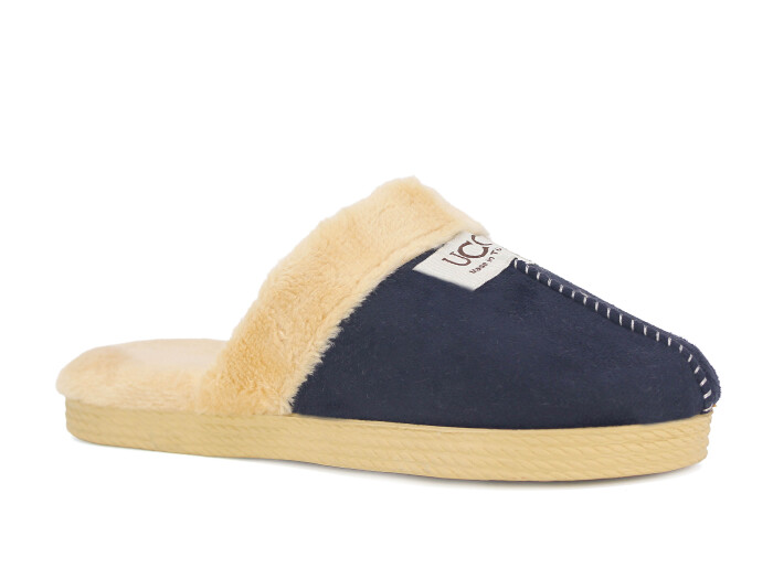 Rose Zenne Hasır Taban UCC Gondol Peluşlu Ev Terliği Siyah - Rose