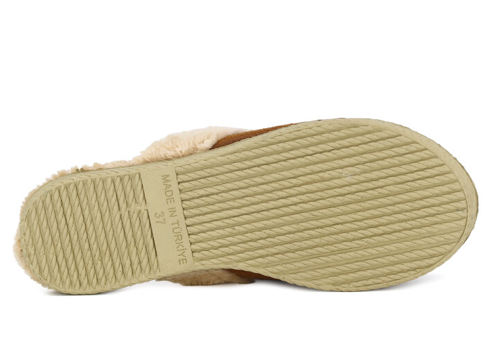 Rose Zenne Hasır Taban UCC Gondol Peluşlu Ev Terliği Taba - 3