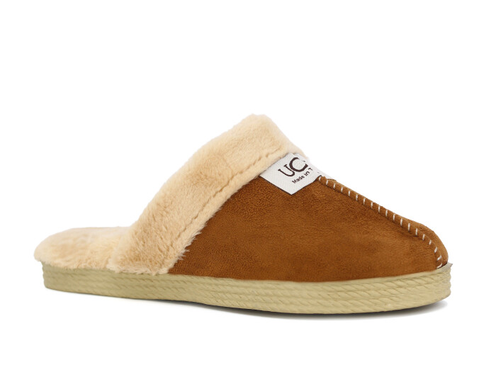 Rose Zenne Hasır Taban UCC Gondol Peluşlu Ev Terliği Taba - Rose