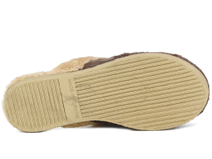 Rose Zenne Kalpli Tokalı Peluşlu Ev Terliği Kahve - 3