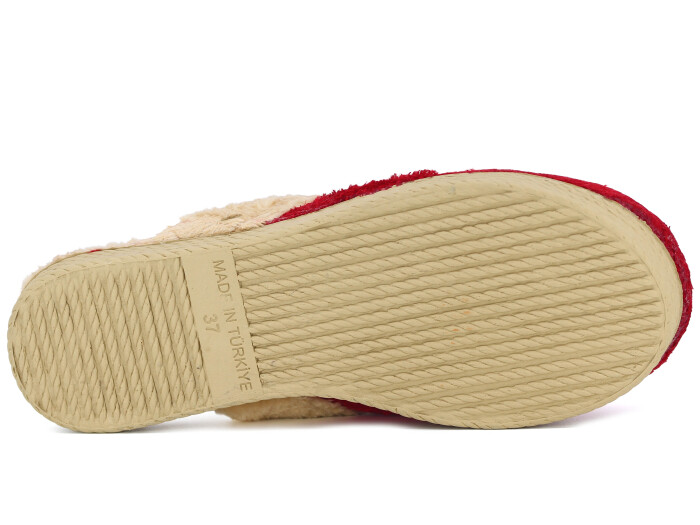 Rose Zenne Kalpli Tokalı Peluşlu Ev Terliği Kırmızı - 3