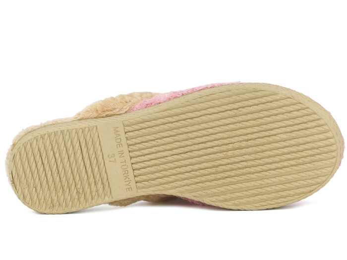 Rose Zenne Kalpli Tokalı Peluşlu Ev Terliği Pudra - 3