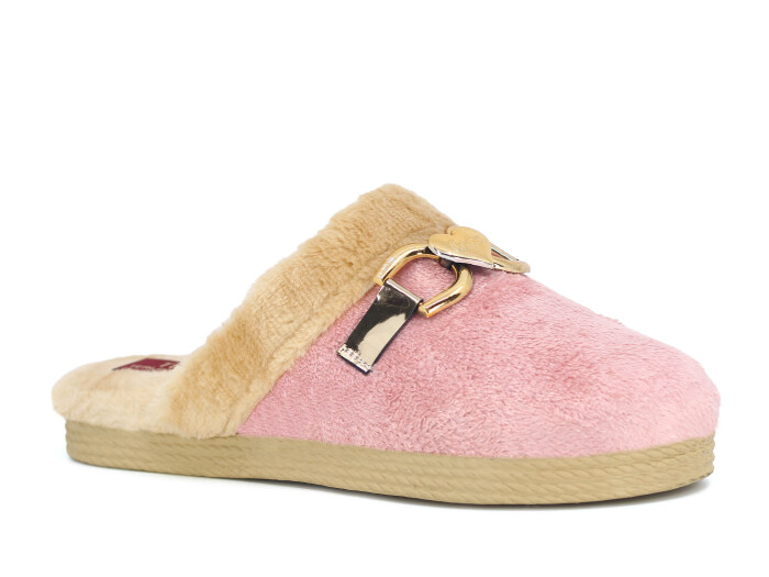 Rose Zenne Kalpli Tokalı Peluşlu Ev Terliği Pudra - Rose