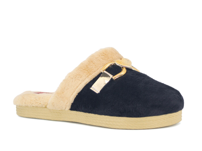 Rose Zenne Kalpli Tokalı Peluşlu Ev Terliği Siyah - Rose