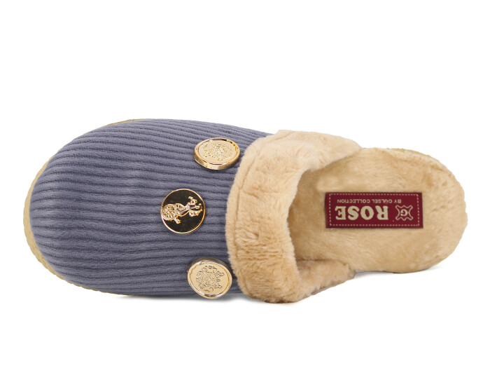 Rose Zenne Para Tokalı Peluşlu Ev Terliği Gri - Rose (1)