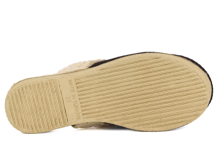 Rose Zenne Para Tokalı Peluşlu Ev Terliği Kahve - 3