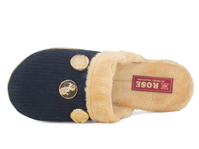 Rose Zenne Para Tokalı Peluşlu Ev Terliği Siyah - 2