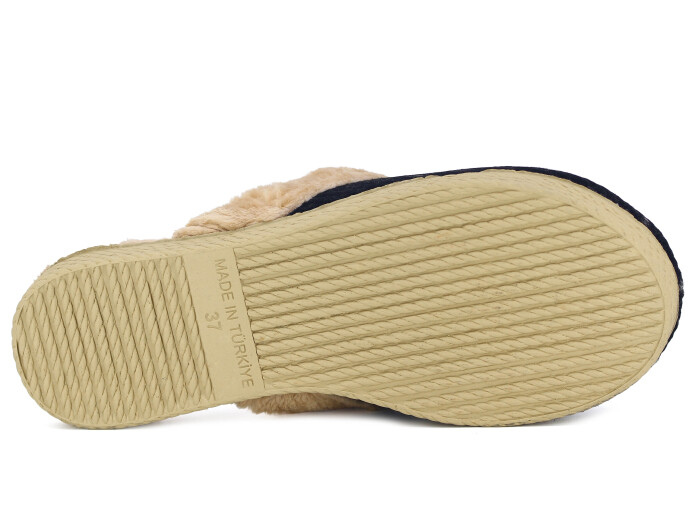 Rose Zenne Para Tokalı Peluşlu Ev Terliği Siyah - 3