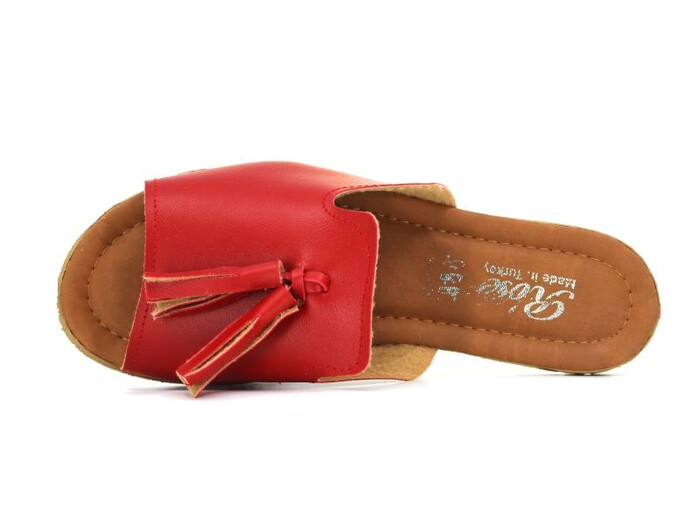 Rose Zenne Püsküllü Hermes Günlük Terlik Kırmızı - 2