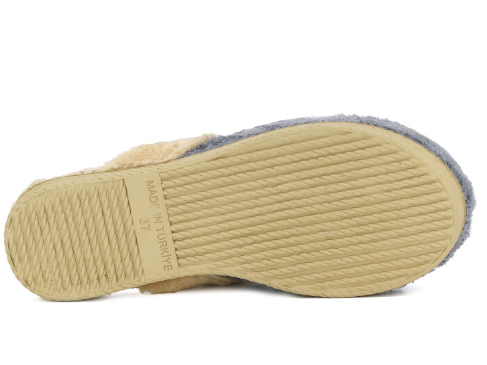 Rose Zenne Taşlı Peluşlu Ev Terliği Gri - 3