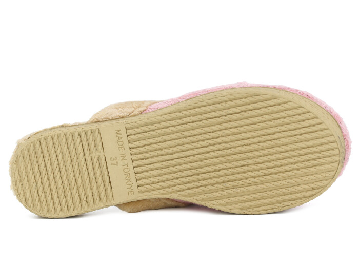 Rose Zenne Taşlı Peluşlu Ev Terliği Pudra - 3