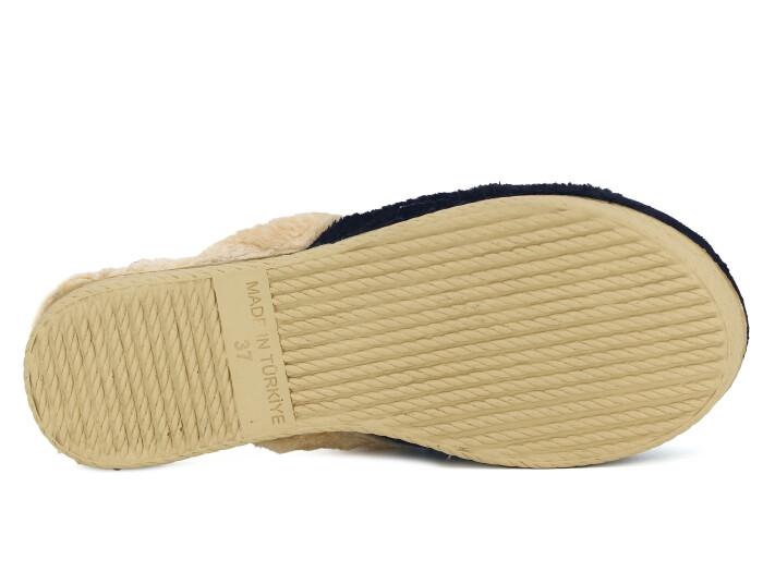 Rose Zenne Taşlı Peluşlu Ev Terliği Siyah - 3