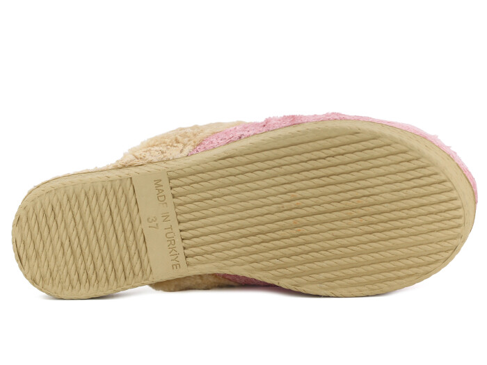 Rose Zenne V Tokalı Peluşlu Ev Terliği Pembe - 3