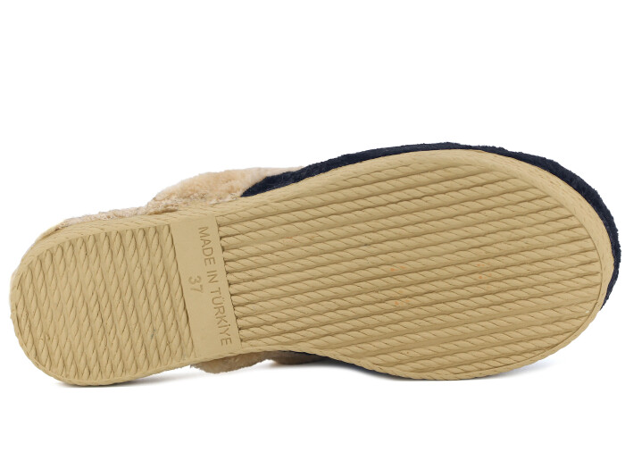 Rose Zenne V Tokalı Peluşlu Ev Terliği Siyah - 3