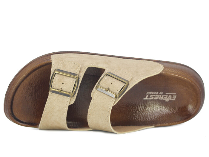 Şahgül Merdane 6401 Çift Toka Comfort Kutulu Günlük Terlik Bej - 2