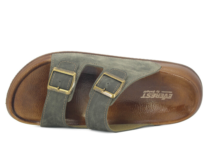 Şahgül Merdane 6401 Çift Toka Comfort Kutulu Günlük Terlik Haki - 2