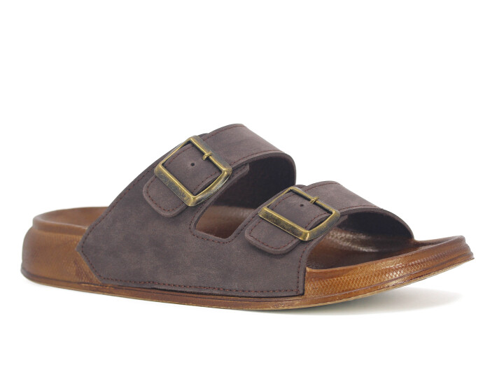 Şahgül Merdane 6401 Çift Toka Comfort Kutulu Günlük Terlik Kahve - Şahgül