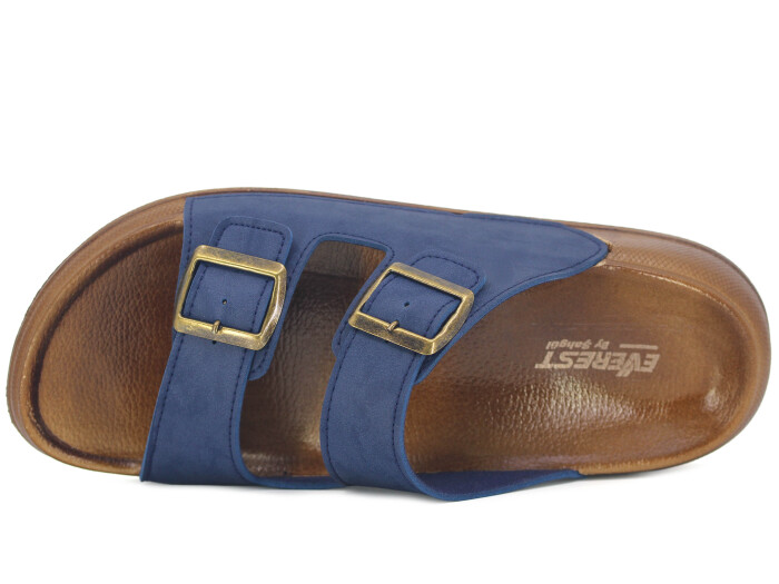 Şahgül Merdane 6401 Çift Toka Comfort Kutulu Günlük Terlik Lacivert - Şahgül (1)