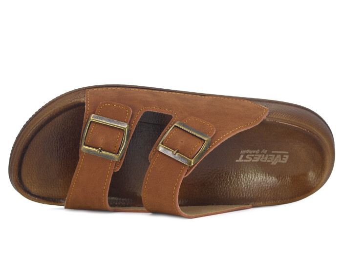 Şahgül Merdane 6401 Çift Toka Comfort Kutulu Günlük Terlik Taba - 2