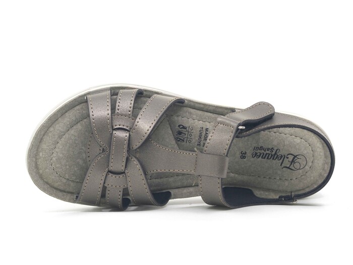 Şahgül Zenne 4151 Cırtlı Monta Sandalet Platin - 2