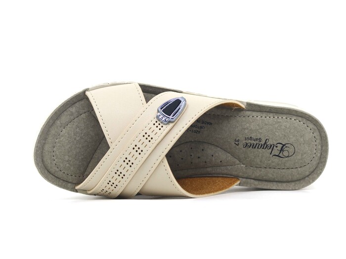 Şahgül Zenne 4202 Çapraz Kutulu Günlük Terlik Bej - 2