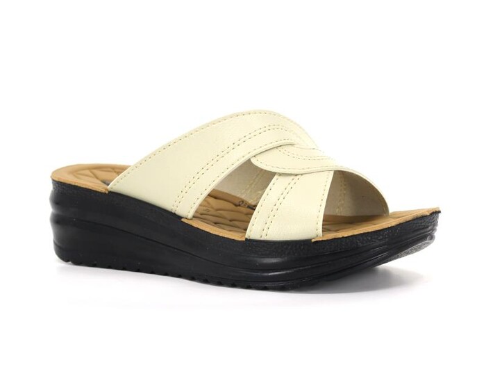 Şahgül Zenne 4504 Geçmeli Pedli Enj. Kutulu Günlük Terlik Bej - 1