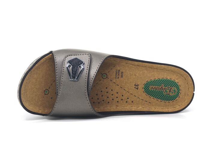 Şahgül Zenne 5205 Cırtlı Monta Kutulu Günlük Terlik Platin - 2